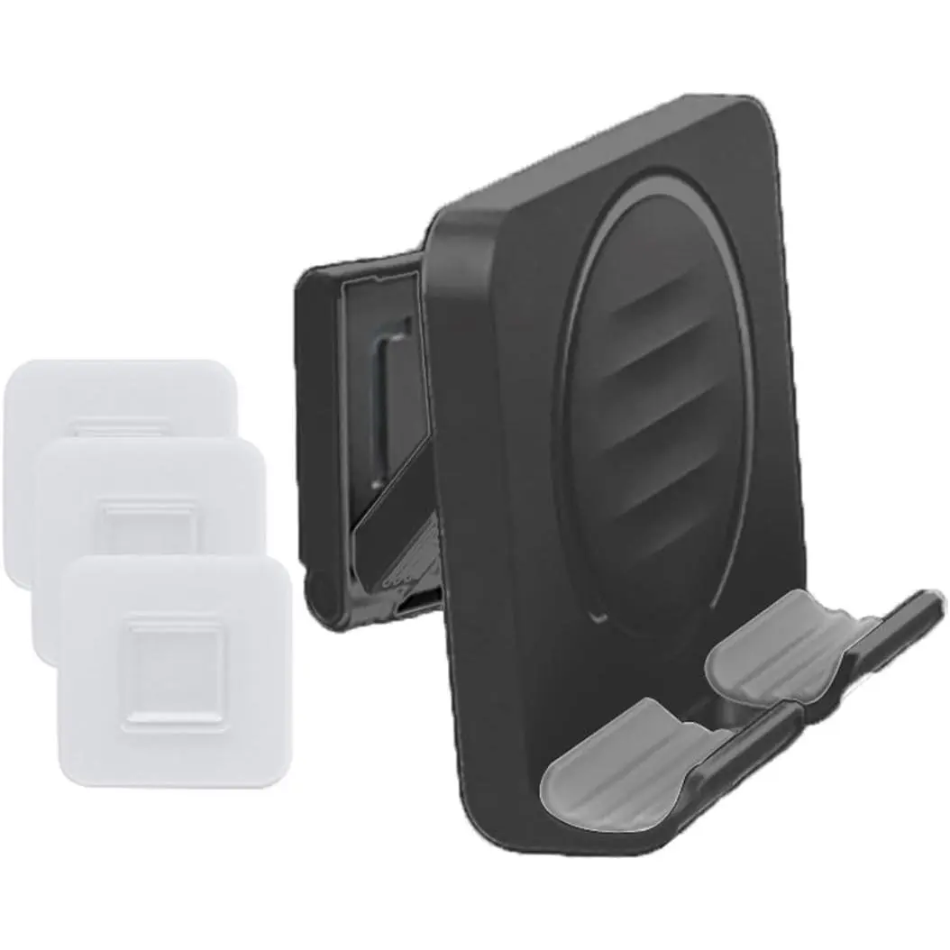 Upgraded Adjustable Wall Mount Cellphone Stand - Shower, Kitchen, Dorm Accessories for Mobile Phones, iPads and Other Smartphones (Black)
