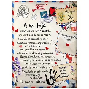 blanket with letters for my son and daughter, soft sofa blanket, comfortable, heart-shaped design with Spanish letters, an ideal gift for my son and daughter on Valentine's Day, a perfect gift for birthdays, back to school, and graduation celebration