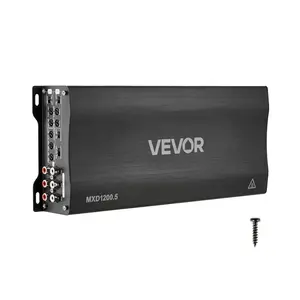 【FathersDayGift】VEVOR Car Audio Amplifier, 5-Channel Bridgeable Car Amplifier, Multichannel Class D Stereo Amp, Max.4 x 100W at 4 Ohms / 4 x 200W at 2 Ohms + 1 x 1000W at 2 Ohms / 1 x 500W at 4 Ohms, for Vehicles
