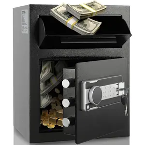 Spring new arrivals 1.7 Cub Depository Safe, Deposit Safe with Drop Slot, Electronic Code Lock and 2 Emergency Keys, 13.77''x11.81''x17.71'' Business Drop Slot Safe for Cash, Mail in Home, Hotel, Office
