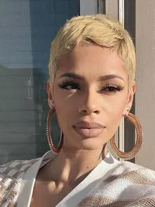 Straight Pixie Cut Wig with Bangs, Human Hair Wig, 27 Color Glamour Blonde, 180% Density, Short Style, Full Machine Made