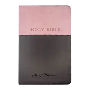 Custom NLT Pink-Brown Standard Size Personalized Holy Bible Small Print - tiktok