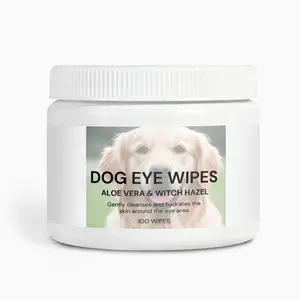 Dog Eye Wipes - Aloe Vera & Witch Hazel 100 Wipes - Gently Cleanses & Hydrates Skin - Made with Whole Foods Acceptable Premium Ingredients