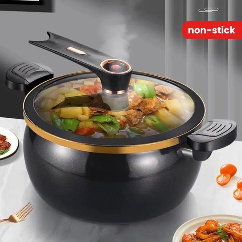 Large-capacity Soup Pot with Twist-lock Handle, Suitable for Quick Cooking. Non-stick 6.6qt Multi-functional Cooking Pot, Suitable for Gas Stove, Open