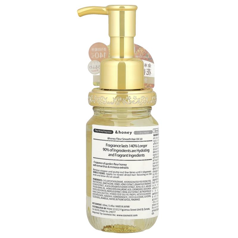 &honey Fleur Moist Hair Oil, Garden Fleur Honey, 3.4 fl oz (100 ml)