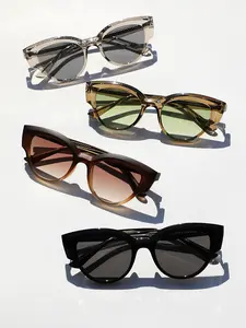 Unisex Vintage Cat Eye Frame Sunglasses, Trendy Casual Sunglasses for Everyday Use, Fashion Accessories for Outdoor Activities