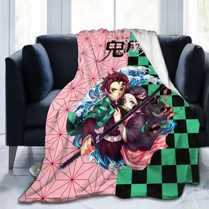 Demon Slayer Blanket Warm Flannel Anime Stuff Throw Blankets 50x40 Inch Gifts for Kids Boys Girls Adults Gifts Travelling Camping Sofa Living Room