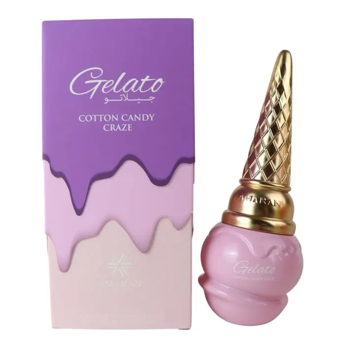 Amaran Cotton Candy Craze Gelato Unisex Fragrance - 3.4 oz (100ml) Unisex Wear with Aromatic Sweet Scent, Captivating Fragrance, Playful Aroma & Vanilla, Caramel, Musk, Bean, Mandarin, Lavender Notes, Single Item, Sweet Fruity