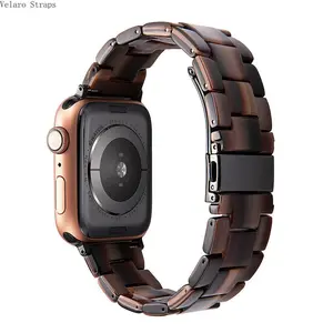 Vintage Durable Tortoiseshell Resin Watch Band - Transparent Glossy Link Bracelet Strap, Tech Accessories for 38/40/41/42/44/45/49mm Smart Watches, Sports Wristband Accessories