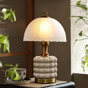 Vintage Lamp for Living Room,16inch Modern Ceramic Table Lamps for Bedroom,Retro Bedside Nightstand Traditional Lamps, Classic Chinoiserie Green Lamp for Home Christmas Decor