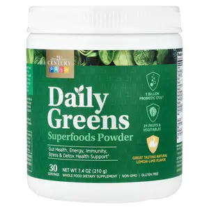 21st Century Daily Greens Superfoods Powder, Lemon Lime, 7.4 oz (210 g)