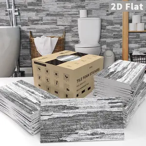 Black and White Distressed Wood Grain Texture Self-Adhesive Tile Wall Stickers | For Renters/DIY Enthusiasts/Home Renovations |3*6" |Tool-Free Peel-and-Stick +  Waterproof, Stain-Resistant & Easy to Clean, 2D Flat Texture Suitable for Kitchens & Bathrooms