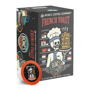 Bones Coffee Company French Toast Flavored Pods | 12ct Kcups Bean Beverage