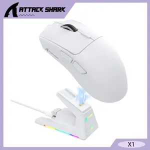 ATTACK SHARK X1 Wirless Gaming Mouse with Magnetic RGB Charging Dock, PixArt PAW3395 PRO Sensor, 1200-40000 6 Adjustable DPI, 1000 Polling Rate, Triple Mode BT/2.4GHz/Wired, Web Driver for PC Mac Gamers