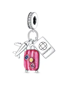 Airplane, Passport & Suitcase Design Dangle Charm, Fashionable Fiy Jewelry for Women & Men, Trendy All-match & Exquisite Diy Jewelry for Birthday Gift Art Charms, Bag Charms, Charms for Bags