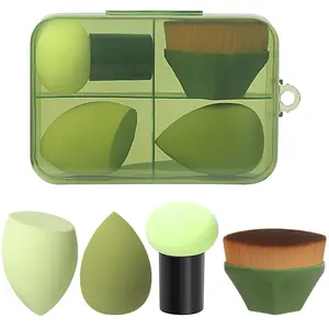 1 Pieces Foundation Brushes,3 Pieces Set of Makeup Sponges Foundation Beauty Blender Blending Wet and Dry Make Up Applicator Cosmetic Concealer Face Brush Eyes Sticks Powder Puff With Handle (green)