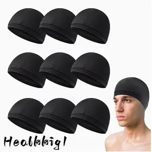 9pcs Sports Knit Skull Cap Beanie, 100% Polyester, Sweat Wicking Helmet Liner, Breathable Moisture Management, for Cycling, Motorcycle Riding, Skiing, Running