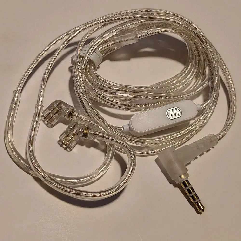 Silver-Plated Dual Mic Upgrade Cable - 0.78mm 2-Pin Replacement Cable for IEM Earphones