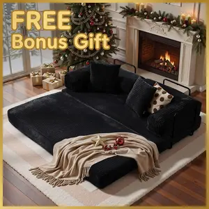 OOSWIFT 5-in-1 Folding 81" Cloud Floor Sofa Bed High-Quality Convertible Comfy Corduroy Fabric, Premium Sponge Padding, Multi-Functional Floor Sofa & Mattress for Living Room Upholstered Soft Couch,Christmas gift