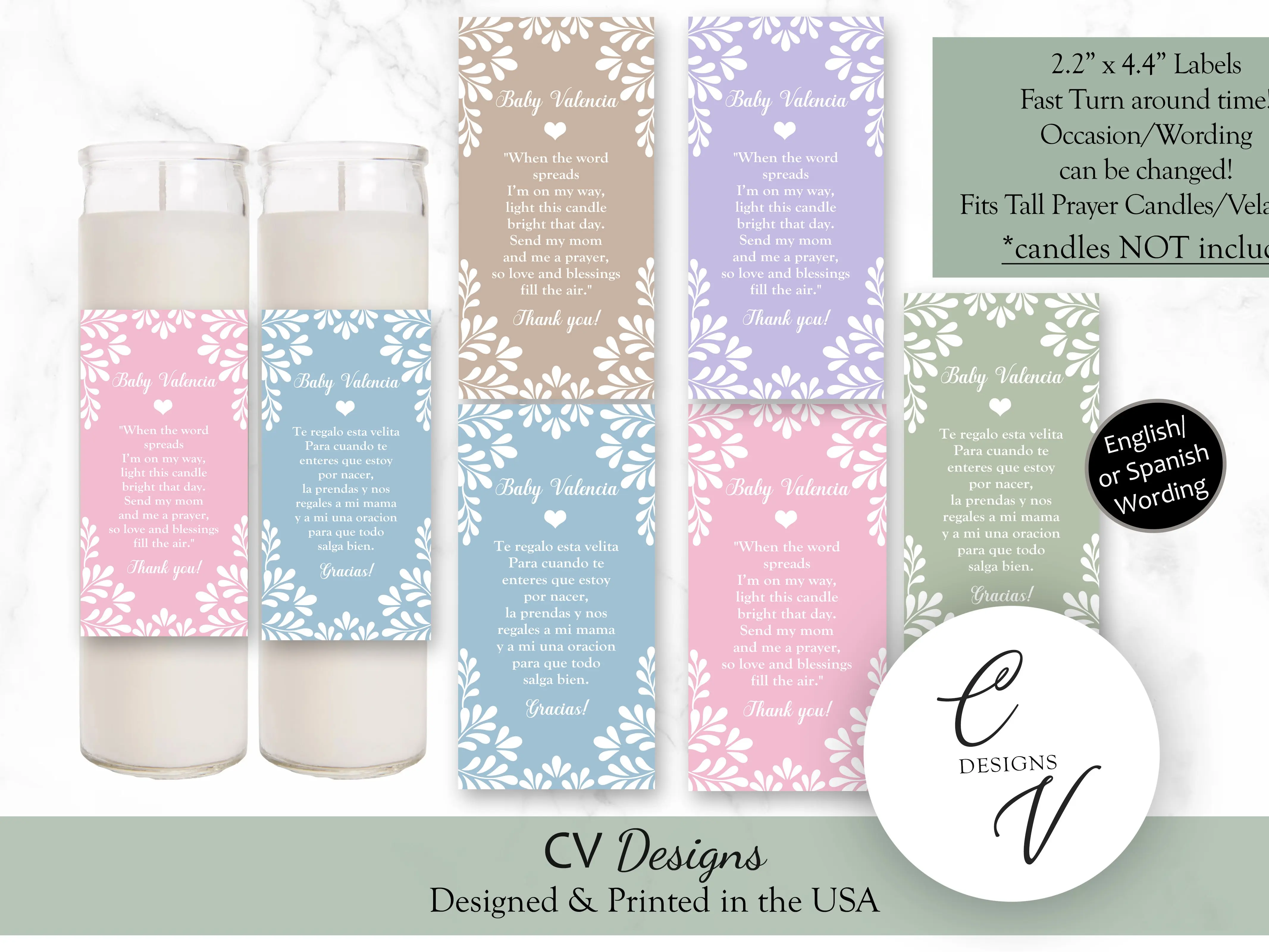Baby Shower Candle Sticker Labels