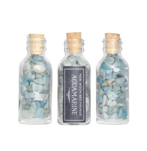 Aquamarine Gem Bottle - Polished Chips of Aquamarine Crystals