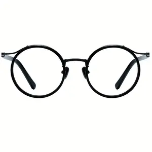 Full-Frame Round Glasses with a Black Frame Made of Ultra-Light Titanium Material.They Are Comfortable And Durable, Suitable for Both Men And Women, Making Them Fashionable for Various Occasions Such As C