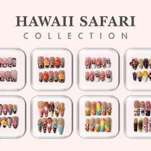 HAWAII SAFARI Collection - Handmade Press-On Nails | Reusable, Salon-Quality, Long-Lasting, Glossy Design
