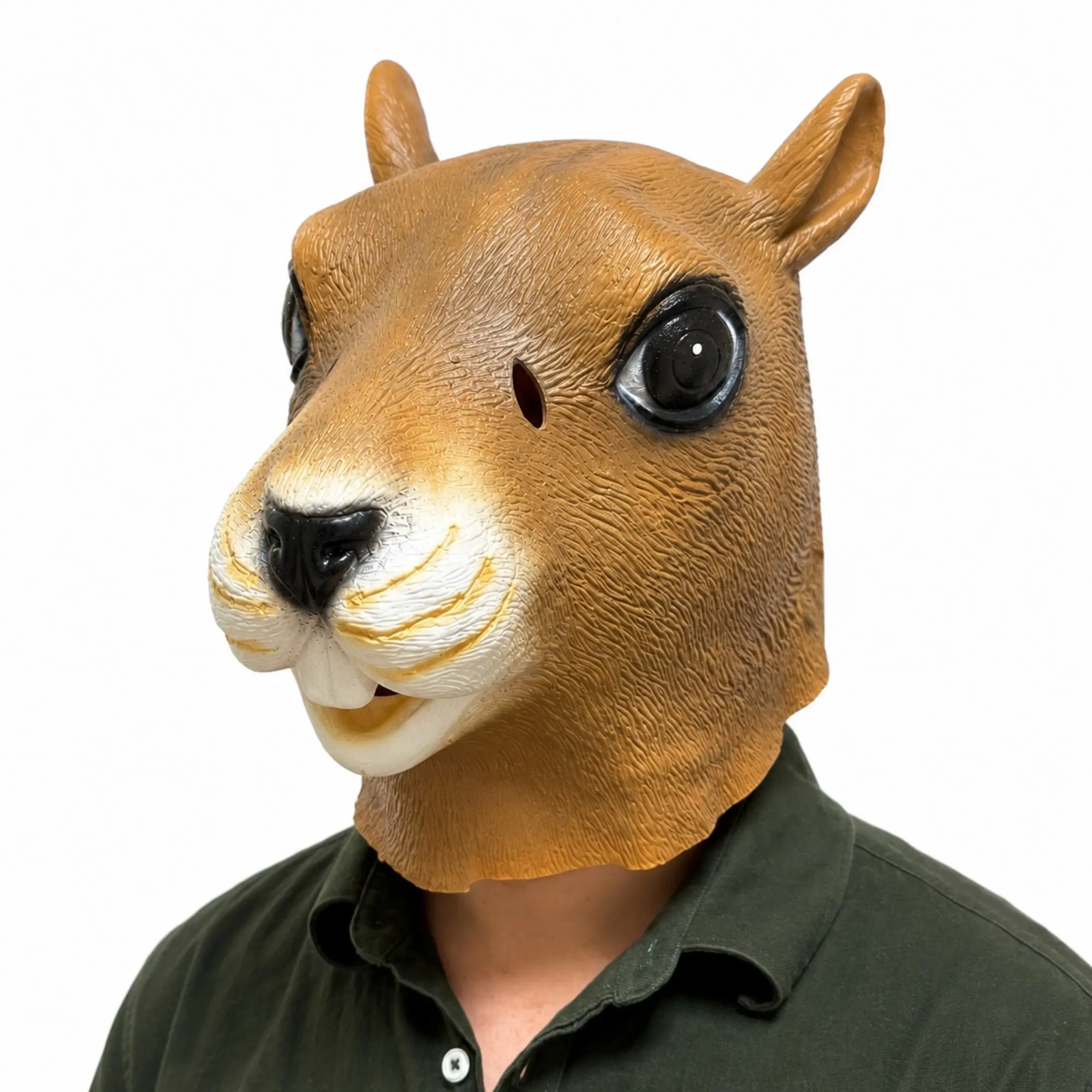 Funny Squirrel Mask Design Latex Animal Head Prop, Hilarious Rodent Full Headwear for Halloween Costume, Cosplay Party, Adult Novelty Gag Gifts