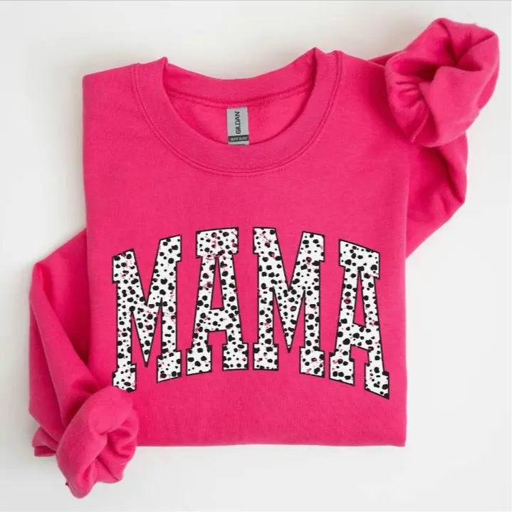 Soulful - Mama Sweatshirt, Dalmatian Print, Varsity, Retro, Vintage Sweater, Crew Neck, Women's Gift, Crewneck