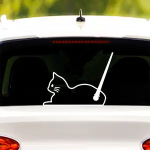 Lying Cat Rear Window Wiper Decal ,Waterproof Cartoon Animal Car Decal ,Cute Cat Rear Windshield Wiper Decoration, Funny Cat Moving Tail Waving Wiper Sticker for SUV