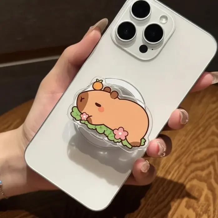 Cute Sleeping Capybara MagSafe Phone Grip – Kawaii Animal Magnetic Holder – Cozy Pastel Phone Accessory Gift