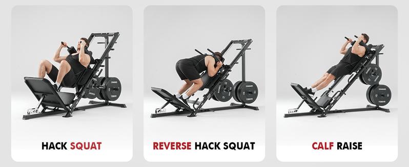 Leg Press & Hack Squat Machine Combo for Home Gym with Linear Bearings & Band Pegs Full-Range Leg Training Equipment 3-Angle Footplate 24.4"x13.8" Platform