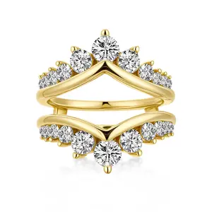 Maxine Lab-Created Moissanite Jacket Ring, 18K White/Yellow Gold Plated Wedding Band Enhancer