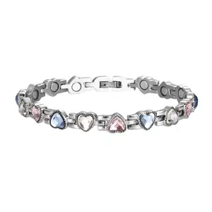 PARAS KORS Women's Magnetic Bracelet Sparkling Crystals & Neodymium Magnets Special Gift for Her Heart-Shaped Design