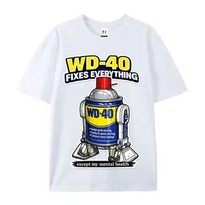 Funny Emoji Spray Paint Can Oversized T-Shirt | Retro-inspired streetwear T-shirt with a humorous blue and yellow print, perfect for Father's Day, gifts, or just for fun. Casual and humorous style, 100% cotton, unisex.