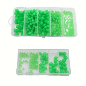 Luminous Green Oval Fishing Beads - Premium Anti-Collision Soft Plastic Gear for Freshwater & Saltwater Fishing