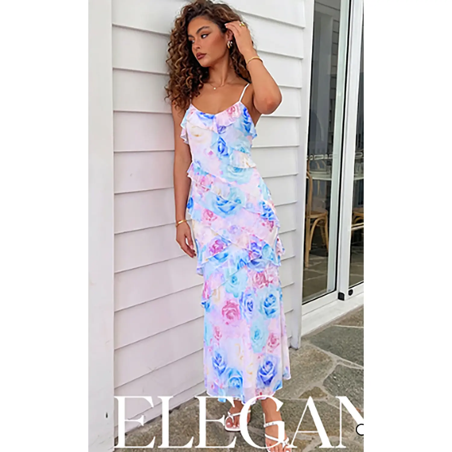 MEROKEETY Women's Floral Maxi Dress 2026 Summer Beach Spaghetti Strap  Ruffle Bodycon Wedding Guest Cocktail Long Dresses - TikTok Shop