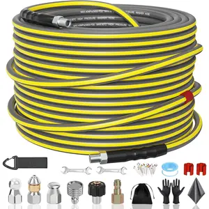 Sewer Jetter Kit for Pressure Washer 50FT 5800PSI - Efficient Unblocking Sewer Jetter Hose with 4 Nozzles, 1/4' NPT Universal Fit, Durable Hydro Drain Cleaner for Homeowners & DIYers