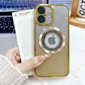 Luxury Magnetic Glitter Case for iPhone 17/16/15/14/13/12/11 - Full Camera Lens Protection, Dust-proof Net, MagSafe Compatible, Fashionable Design with Rhinestone Diamond