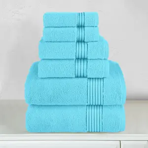 Mocassi 6-Piece Turkish Cotton Towel Set, 2 Washcloths, 2 Hand Towels and 2 Bath Towels
