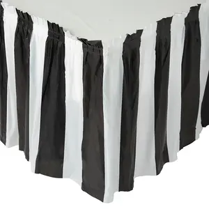 14 ft. x 29" Black & White Striped Plastic Table Skirt
