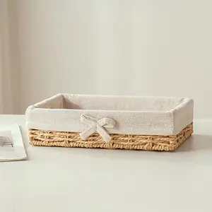 Rattan Kitchen Storage Basket, Rattan Style Food Storage Organizer for Spices & Small Items, Random Color, Durable Design for Daily Use
