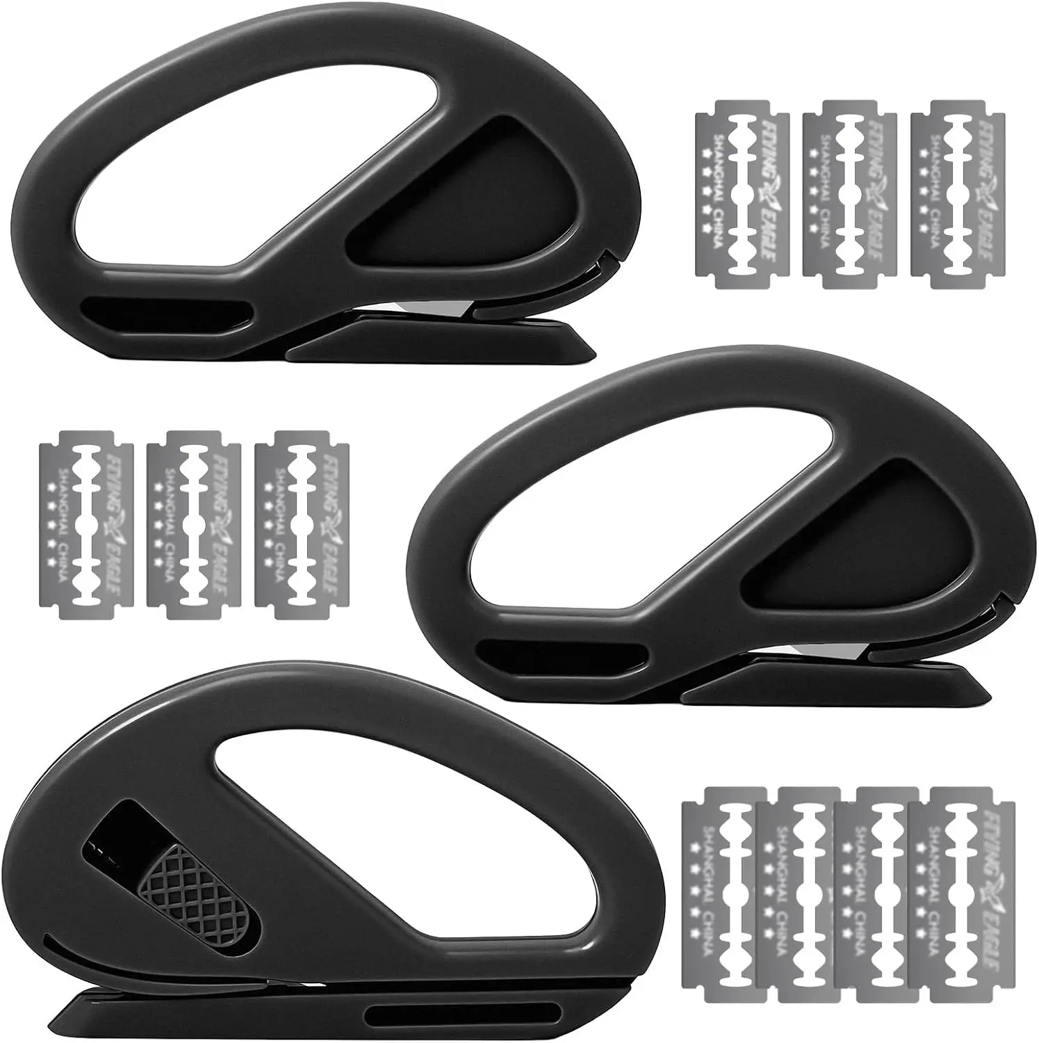 3 Pack Wrapping Paper Cutter & 10 Replaceable Blades, Safety Sliding Gift Wrap Cutter, Effortless Utility Cutting Tool for Christmas, Holidays, Birthdays, Window Tint, Car Wrap, Craft Making
