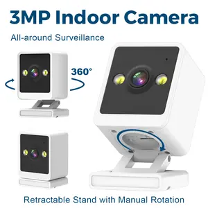 Fycloud Q26 Indoor Camera, 2K Cameras for Home Security with Color Night Vision & Siren, 2-Way Audio for Pet/Dog/Nanny, 2.4GHz WiFi Camera, Cloud & TF Card Storage, Magnetic Base