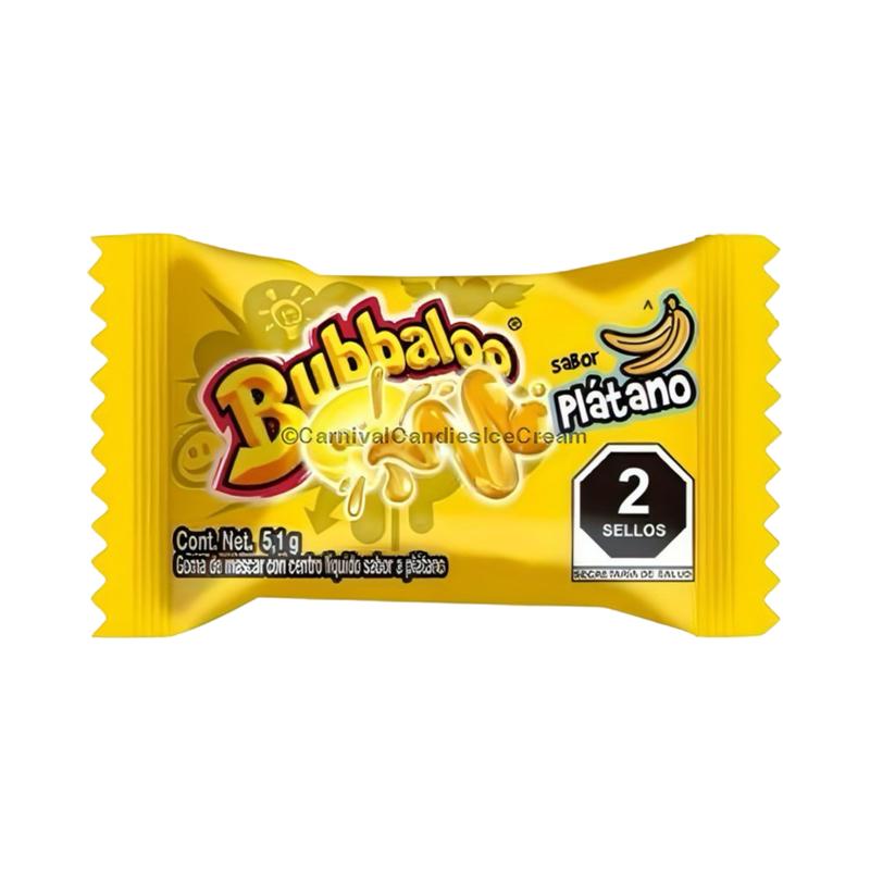 Bubbaloo Mix 4-Flavor (70 Pieces) Liquid-Filled Center Bubble Gum, Mexican Candy, Dulces Mexicanos, Flavors Fresa, Mora Azul, Banana, and Tutti Frutti