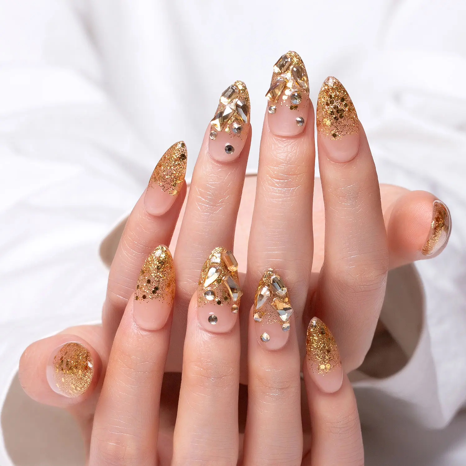 Lovful | New Collection 14PCS Acrylic Press On Nails-10PCS Elegance + Free Bonus 4PCS Glam Pack Glitter #DealsForYouDays