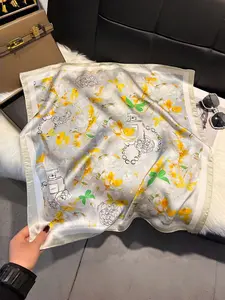 70x70 Horse Print Silk Scarf for Spring and Summer, Vintage Stylish Women's Handkerchief for Daily Commute, Retro Paisley Design