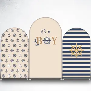 15-day 2D Flat Delivery Nautical Anchor Wheel Arch Backdrop Cover for Sailor Theme Party