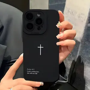 Phone Case:Psalm 46:5 Cross Christian-Themed Phone Cover for Iphone Models 16, 11, 15, 14, 13, 12 Pro Max XR Plus, Featuring a Black Aesthetic Design, Suitable for All Genders, Perfect As a Christian Gift for Birthdays And Christmas.