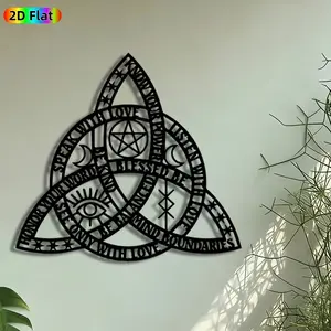 1pc Celtic Trinity Knot Decorative Metal Wall Art, Pentacle & Moon Statue Mural, Intricate Craftsmanship, Artistic Metalwork, Perfect for Solstice, Samhain Decor, Bedroom Decor, Studio Garden Fence Gothic Decor, Gift for Pagan Spirituality Enthusiasts